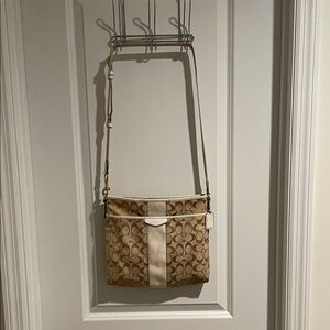 Beige and White Crossbody Bag